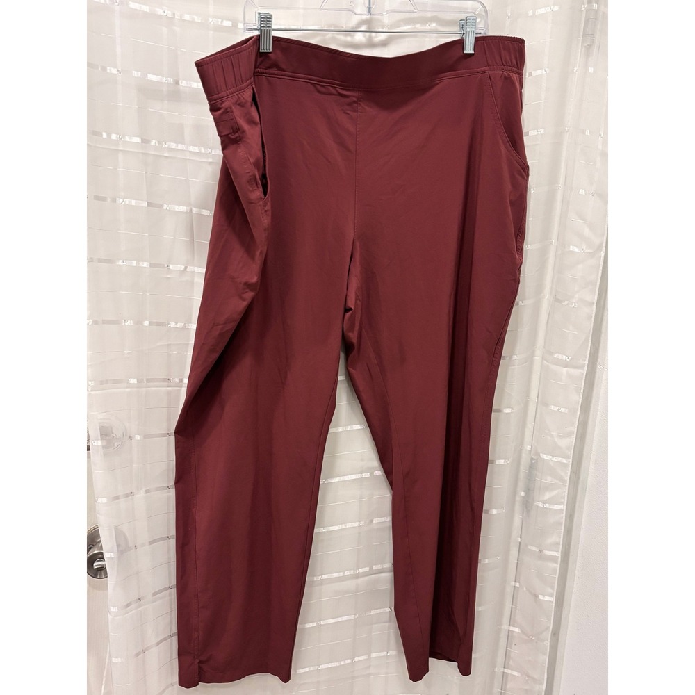 Eddie Bauer Womens 2XL Burgundy Red Pull On Hiking Travel Pants Elastic Waist